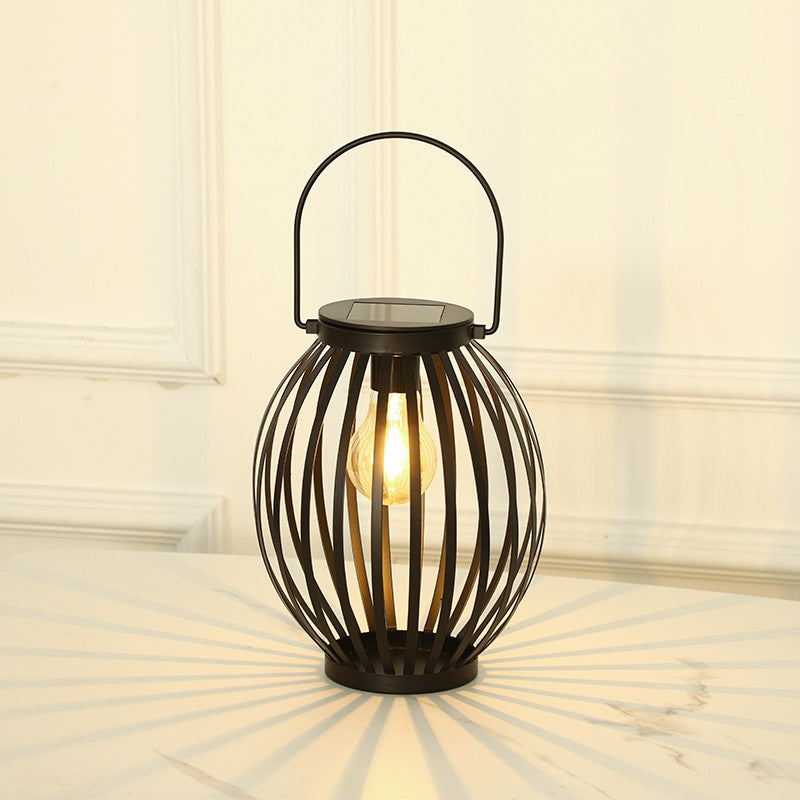 Solcellslampa i järn, utomhus, trädgårdslampa, gräsmatta-lampa
