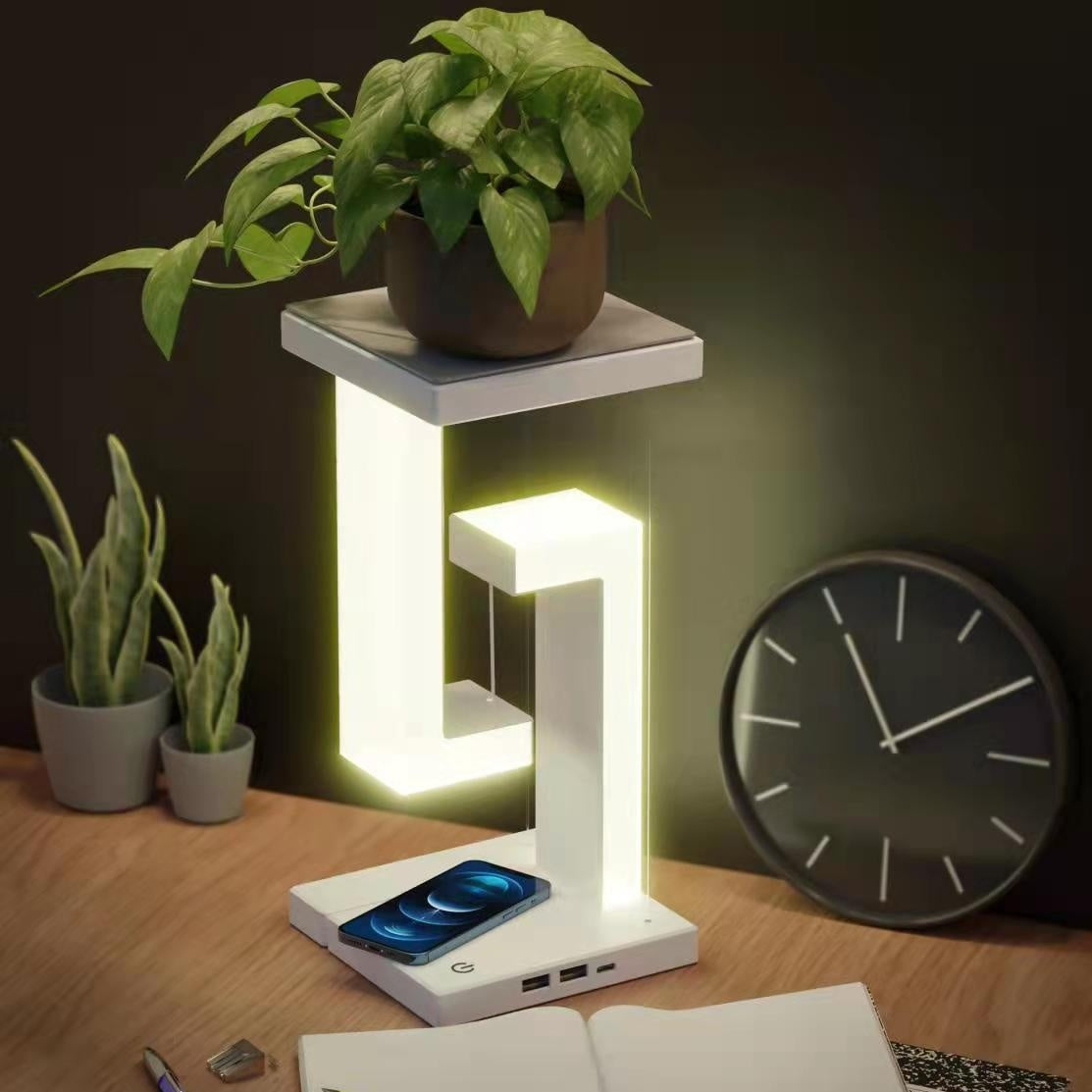 Smarta och moderna lampa med trådlös laddning för din smartphone.
