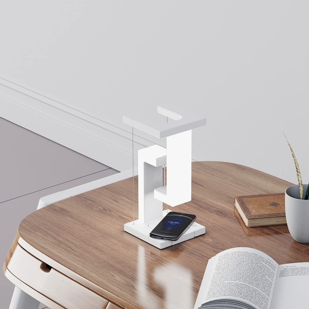 Smarta och moderna lampa med trådlös laddning för din smartphone.