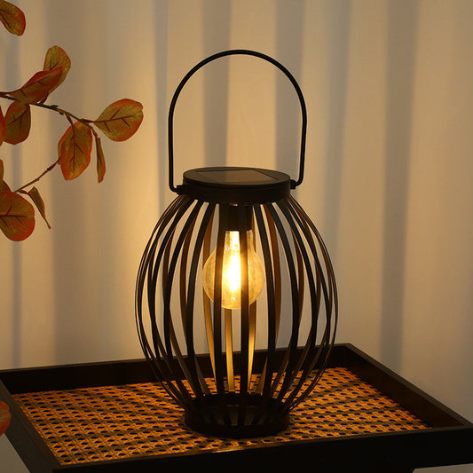 Solcellslampa i järn, utomhus, trädgårdslampa, gräsmatta-lampa